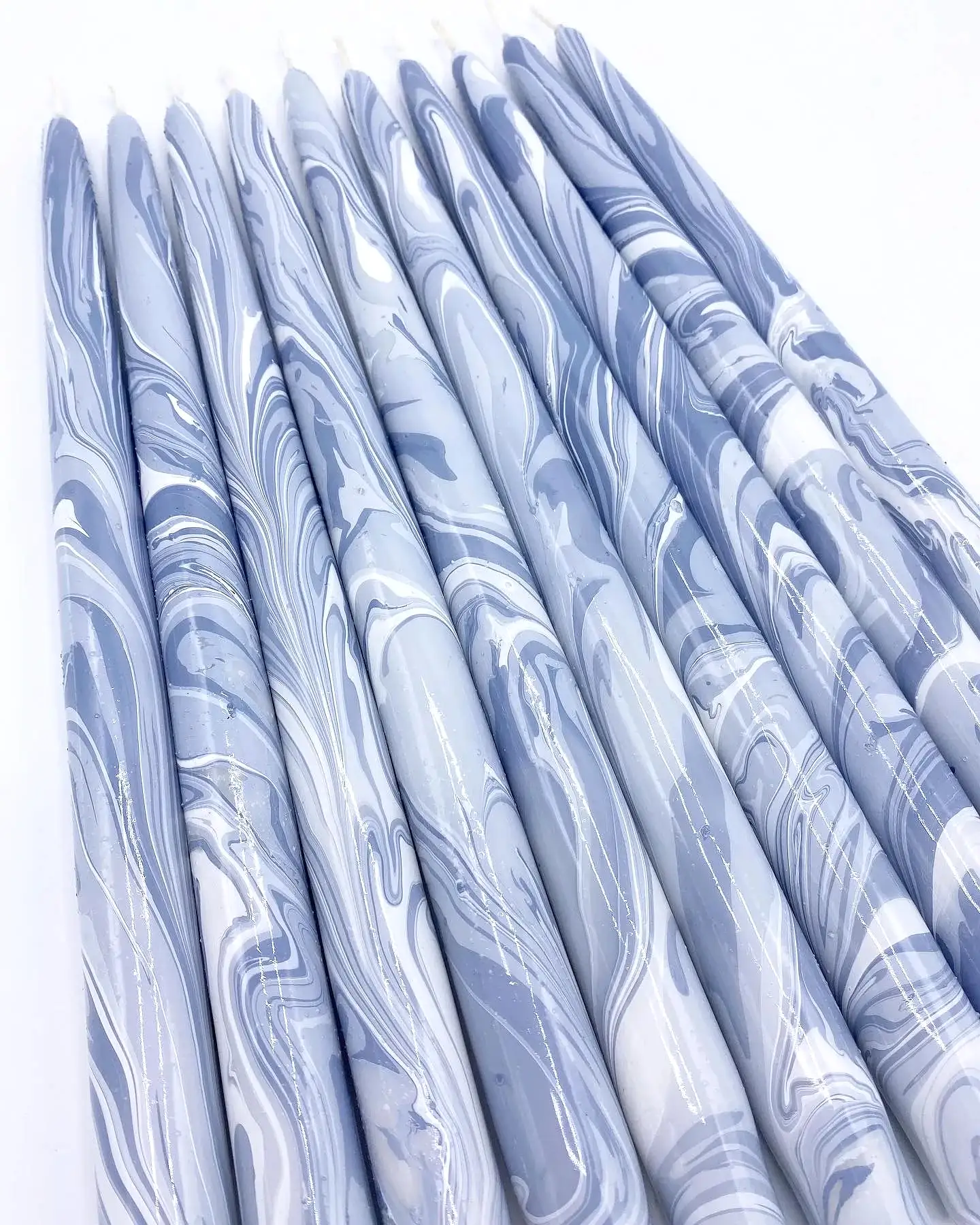 12 Marbled Taper Candle - (multiple colors)