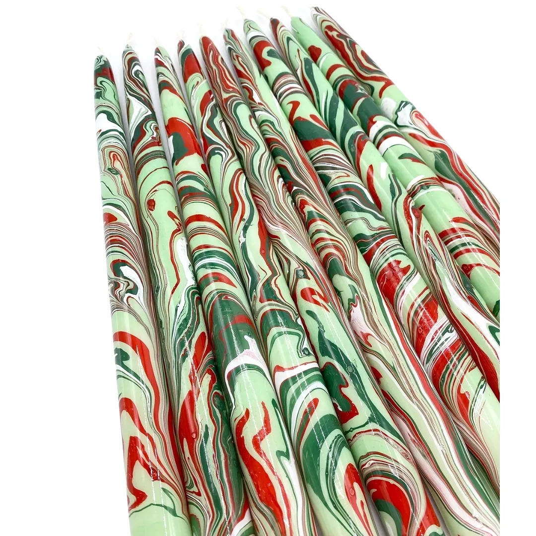 12 Marbled Taper Candle - (multiple colors)