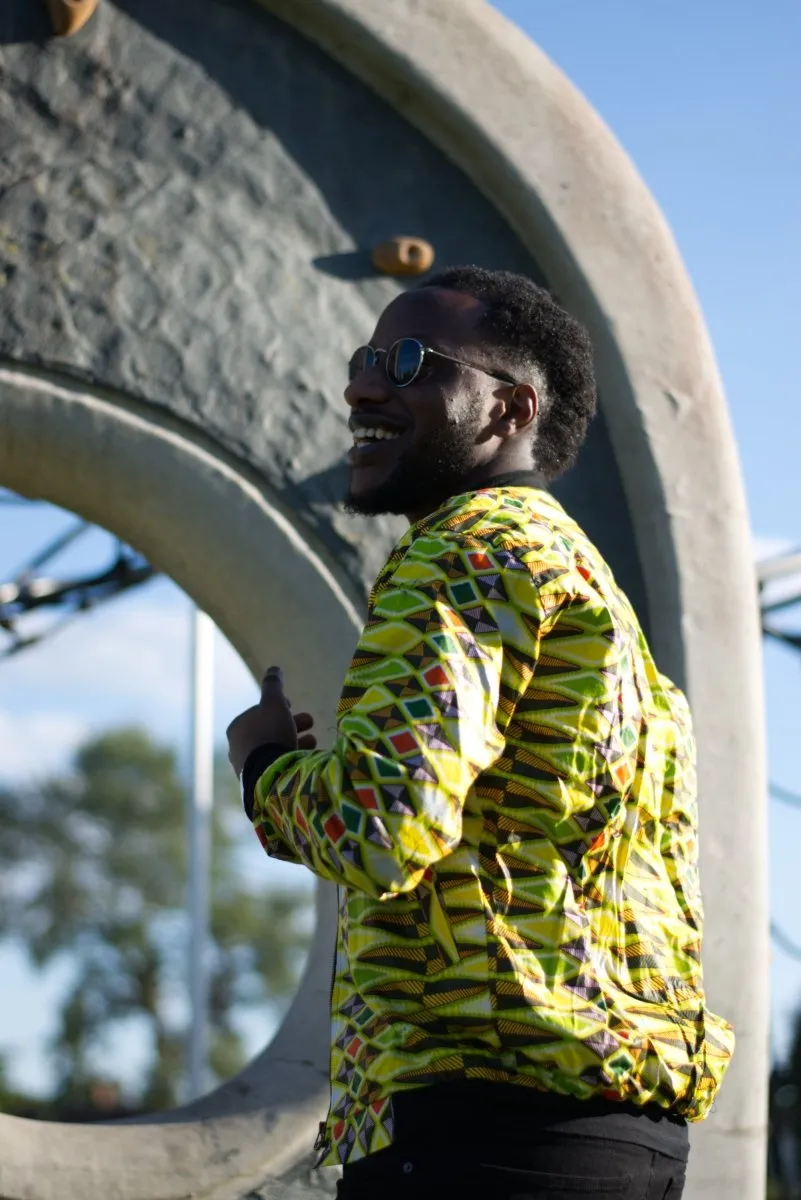 African Jacket In Yellow Ankara Print