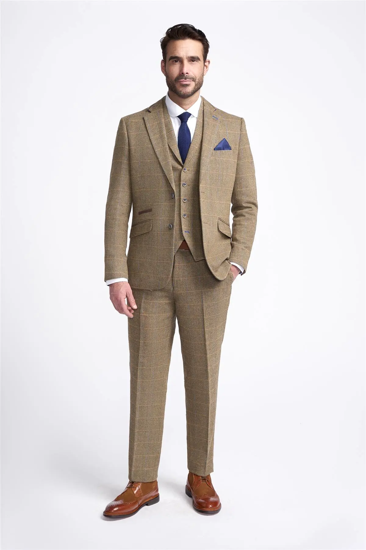 Albert Brown Tweed Check Blazer