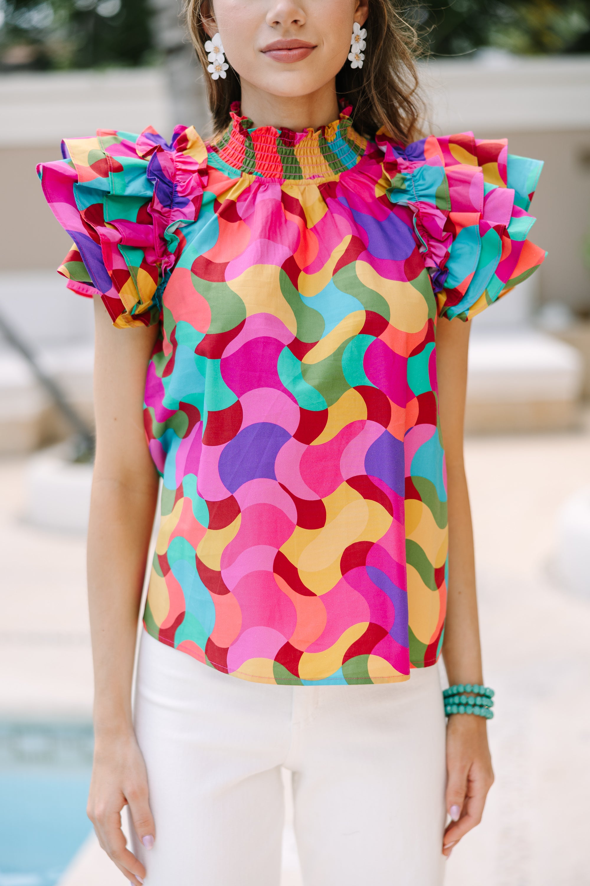 All About The Drama Multi Colored Abstract Blouse