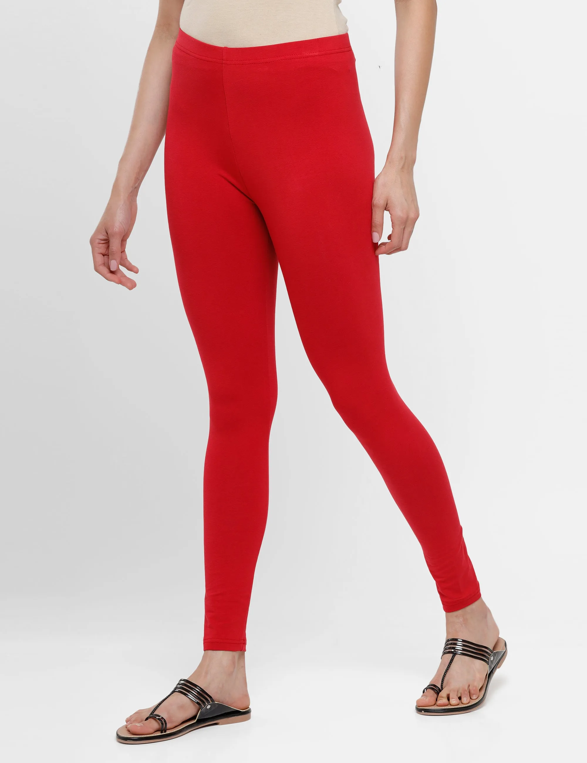 Ankle Length Leggings Cotton-True Red