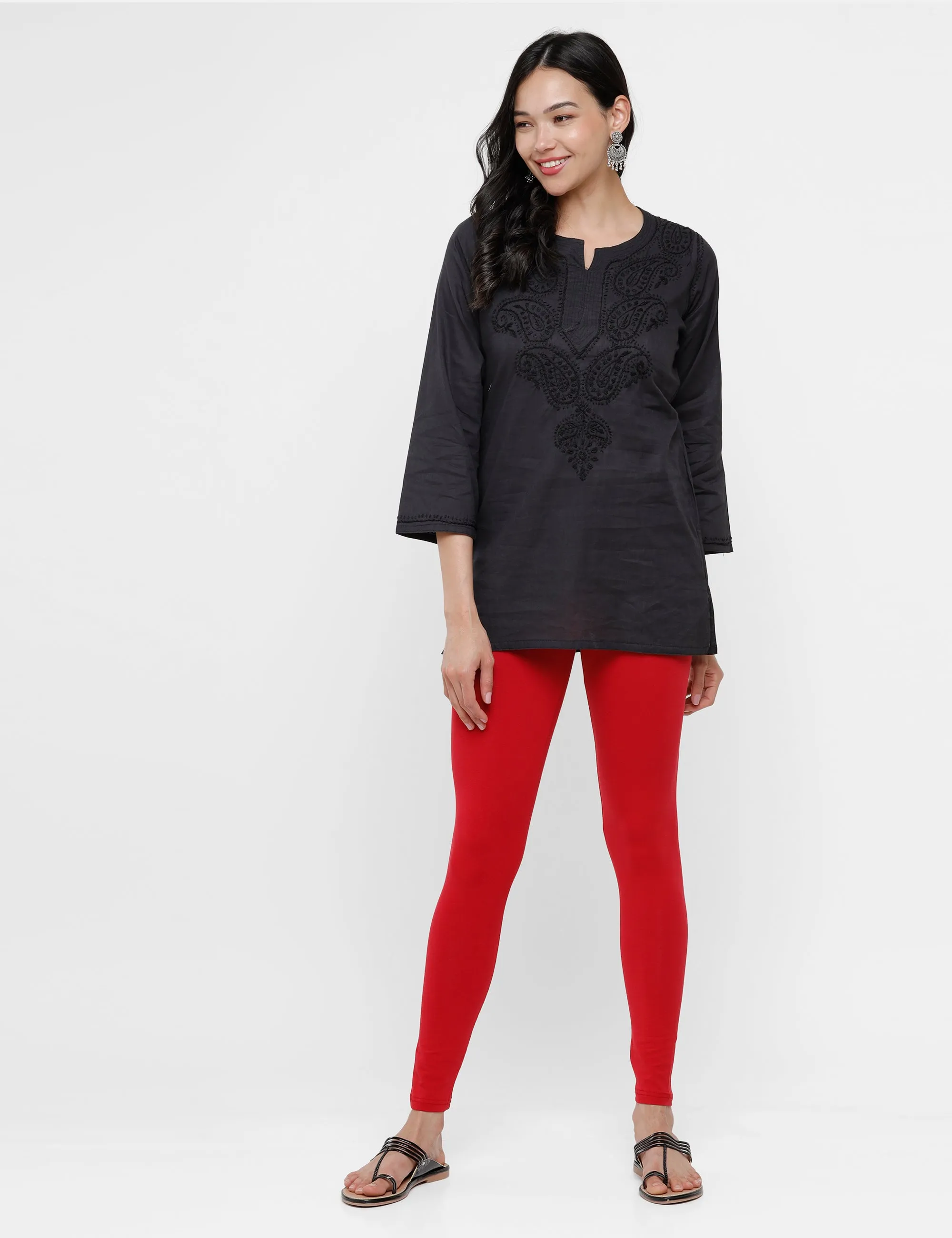 Ankle Length Leggings Cotton-True Red