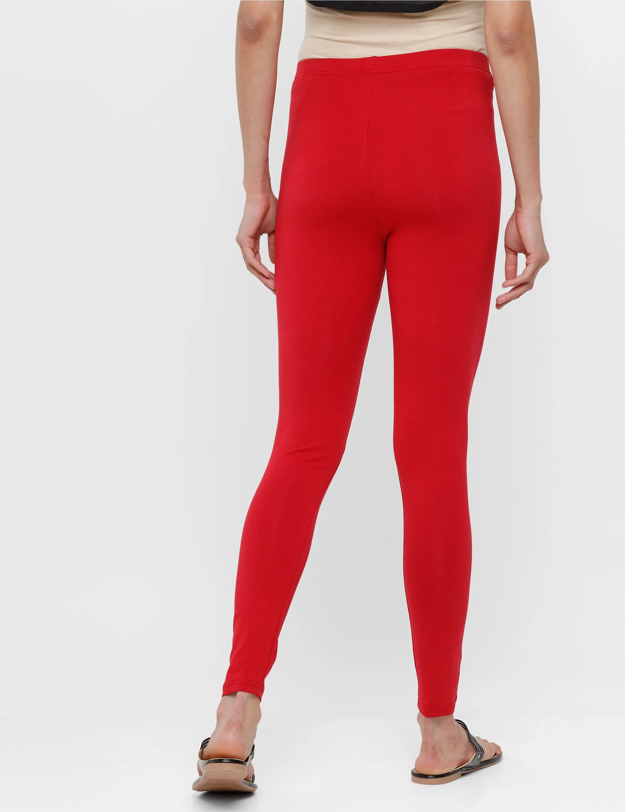 Ankle Length Leggings Cotton-True Red