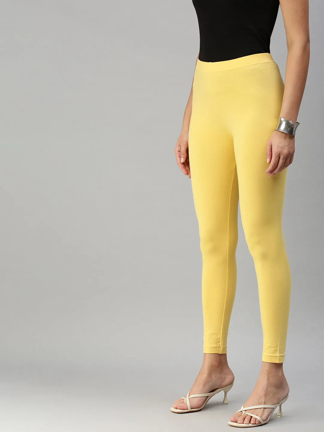 Ankle Length Leggings Cotton-Yellow