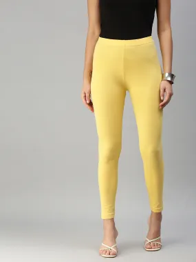 Ankle Length Leggings Cotton-Yellow