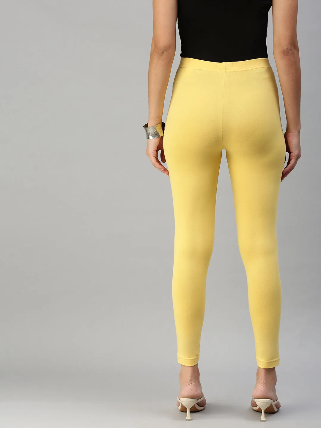 Ankle Length Leggings Cotton-Yellow