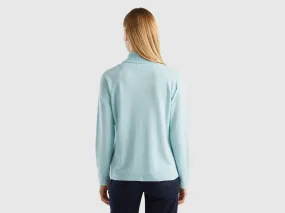 Aqua turtleneck sweater in cashmere and wool blend - Aqua | Benetton