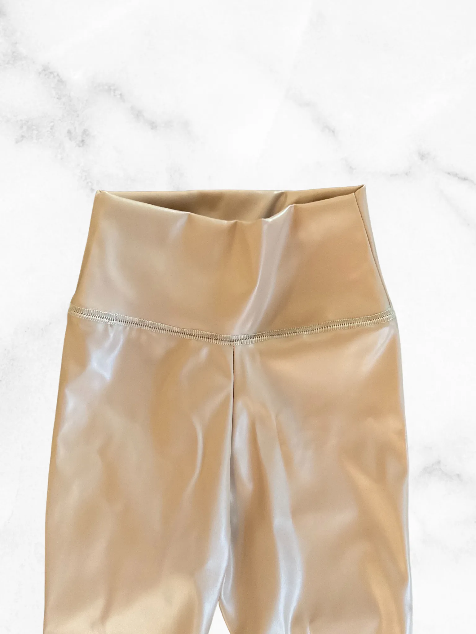 Beige Faux Leather Leggings