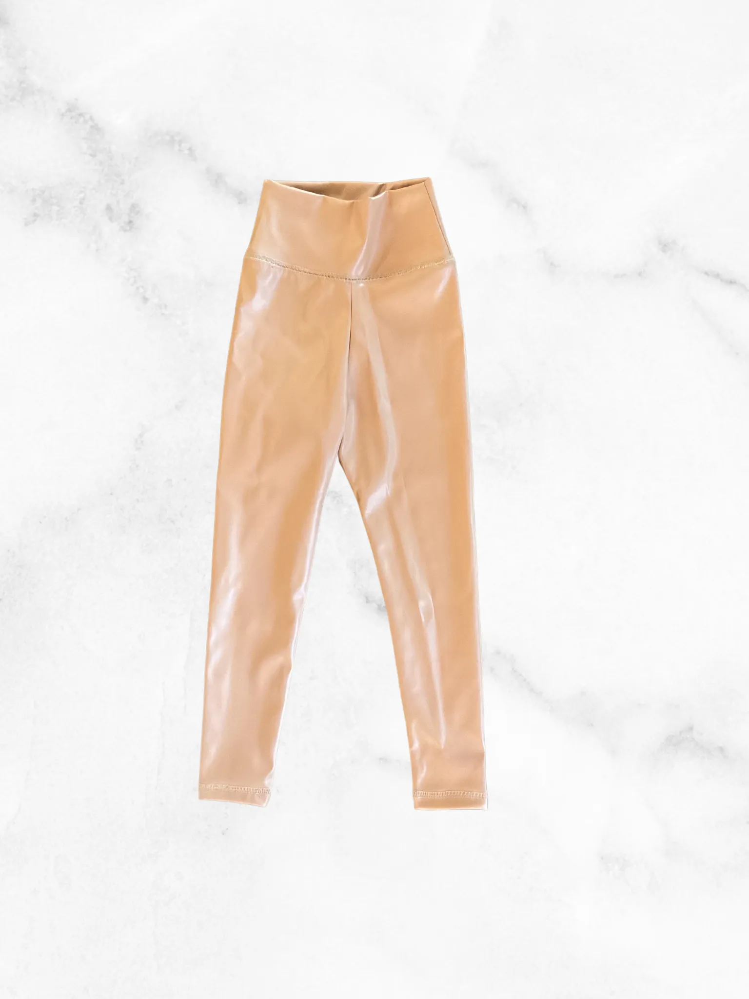 Beige Faux Leather Leggings