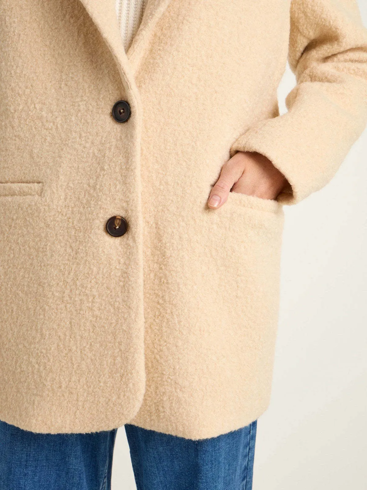 Boucl GOTS blazer coat - Cream