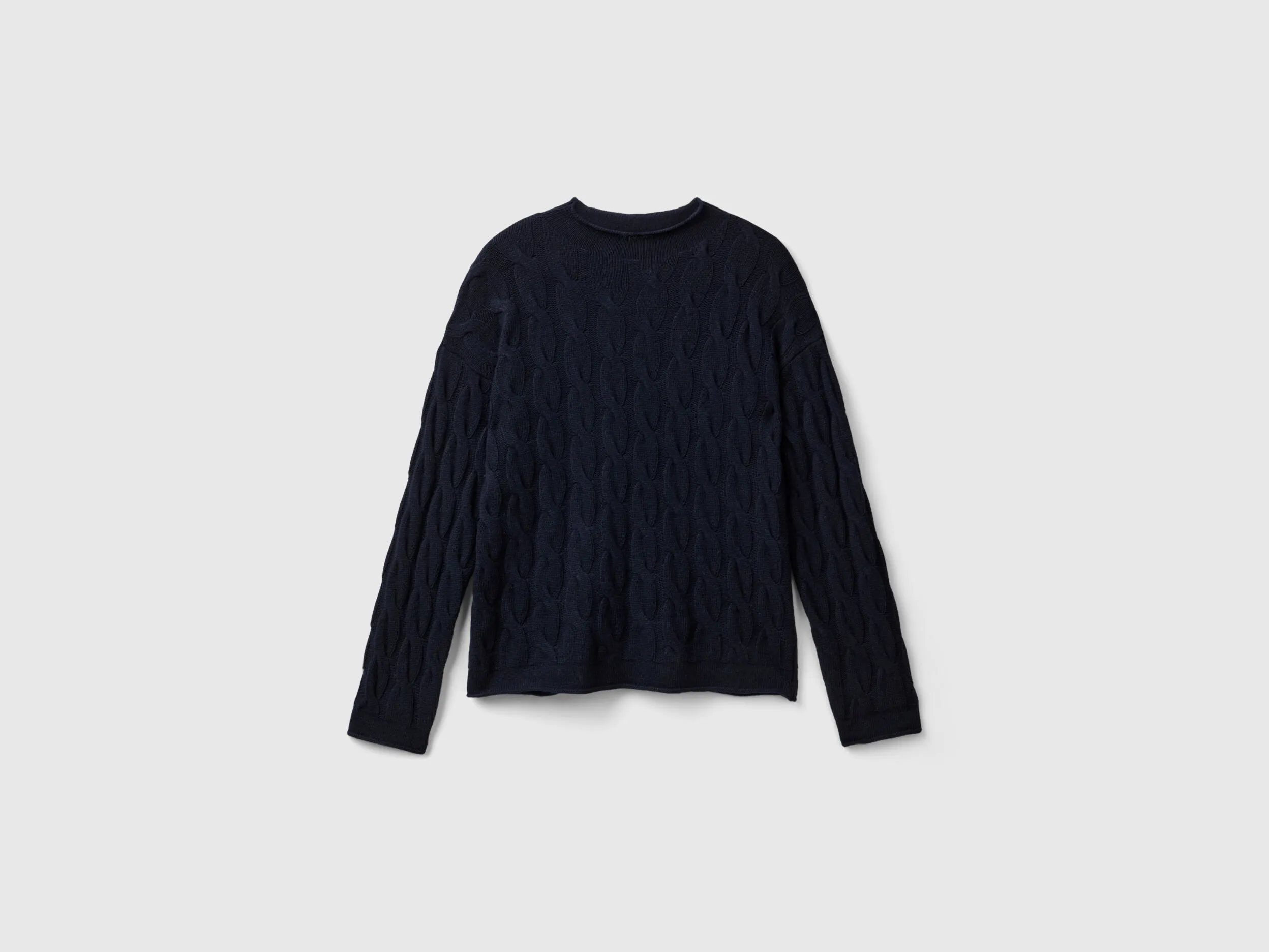 Cable knit sweater - Dark Blue | Benetton