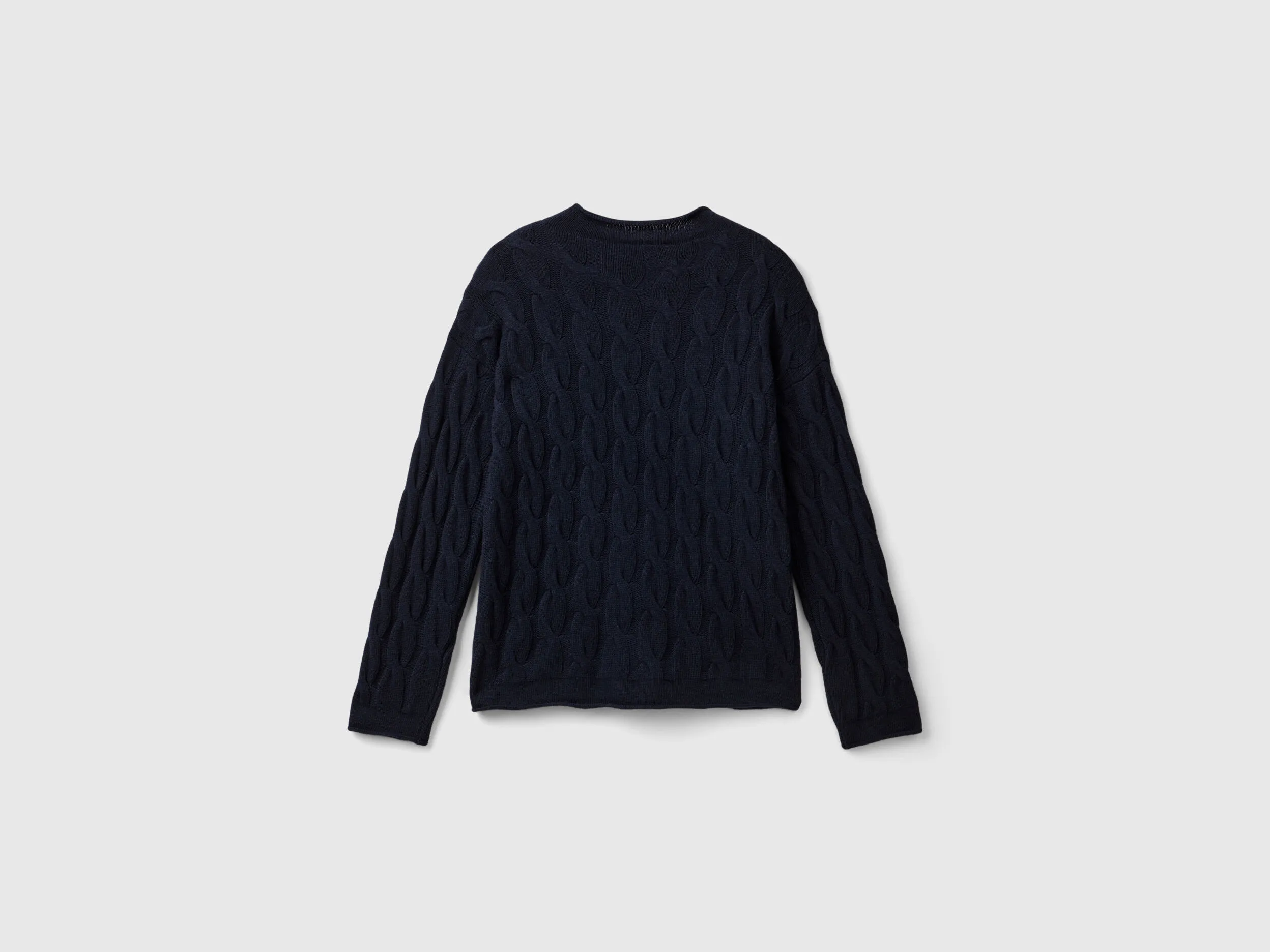 Cable knit sweater - Dark Blue | Benetton