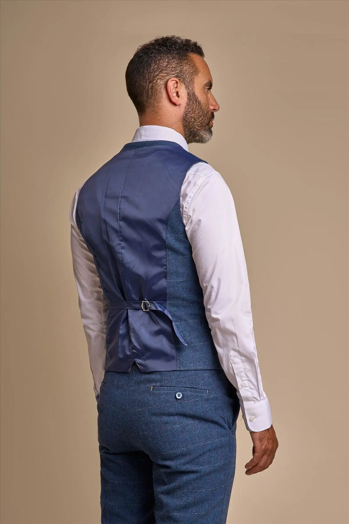 Carnegi Navy Check Tweed Waistcoat