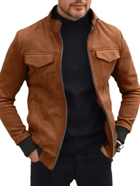 Casual Stand Collar Suede Jacket