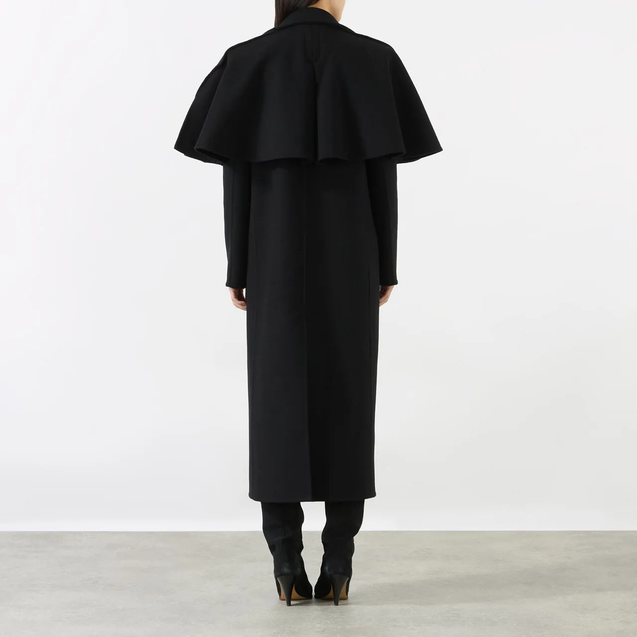 CHLOÉ Double-Breasted Cape Coat - Black 001