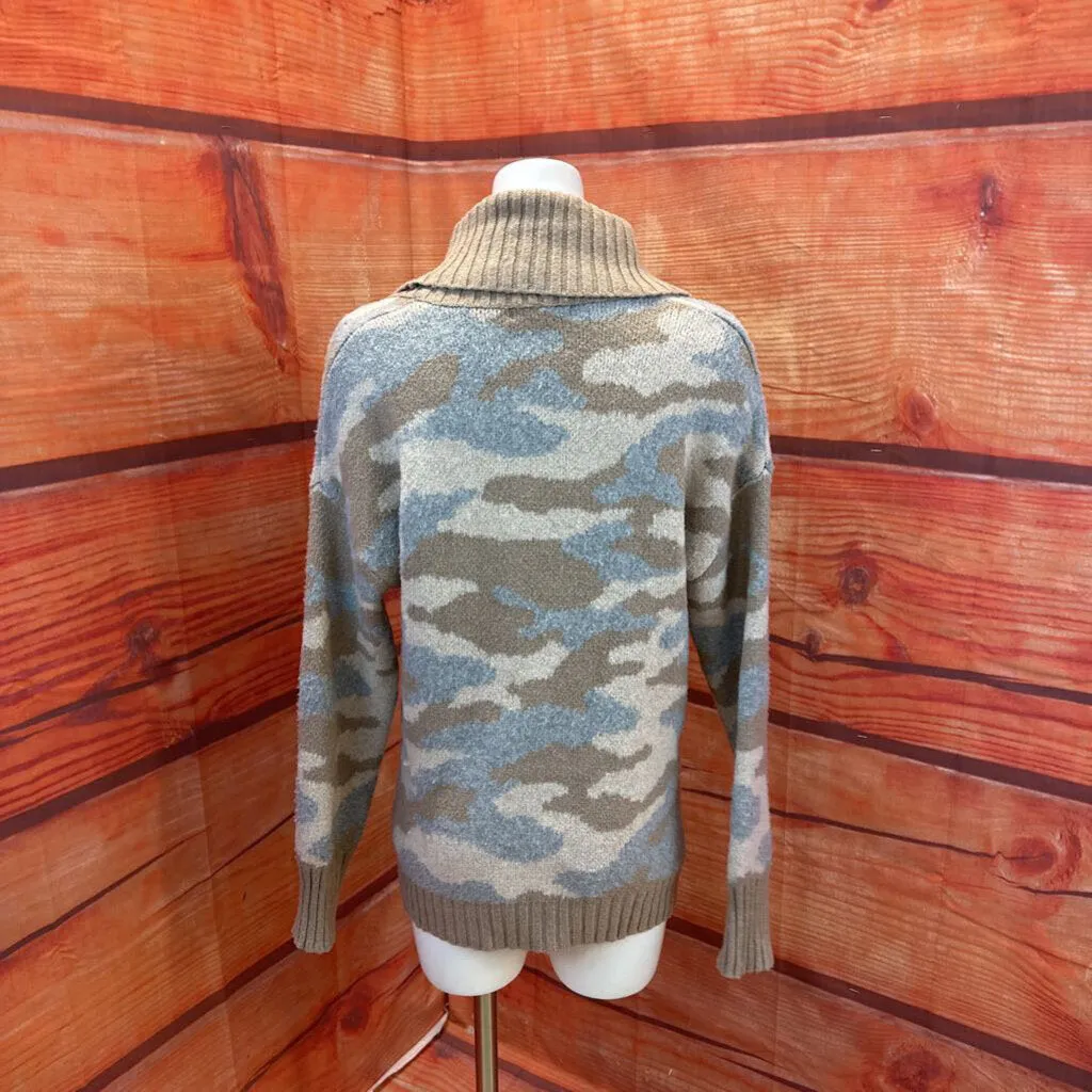 CHRISTIAN SIRIANO BLUSH BROWN GRAY CAMO SWEATER SZ MEDIUM TCC