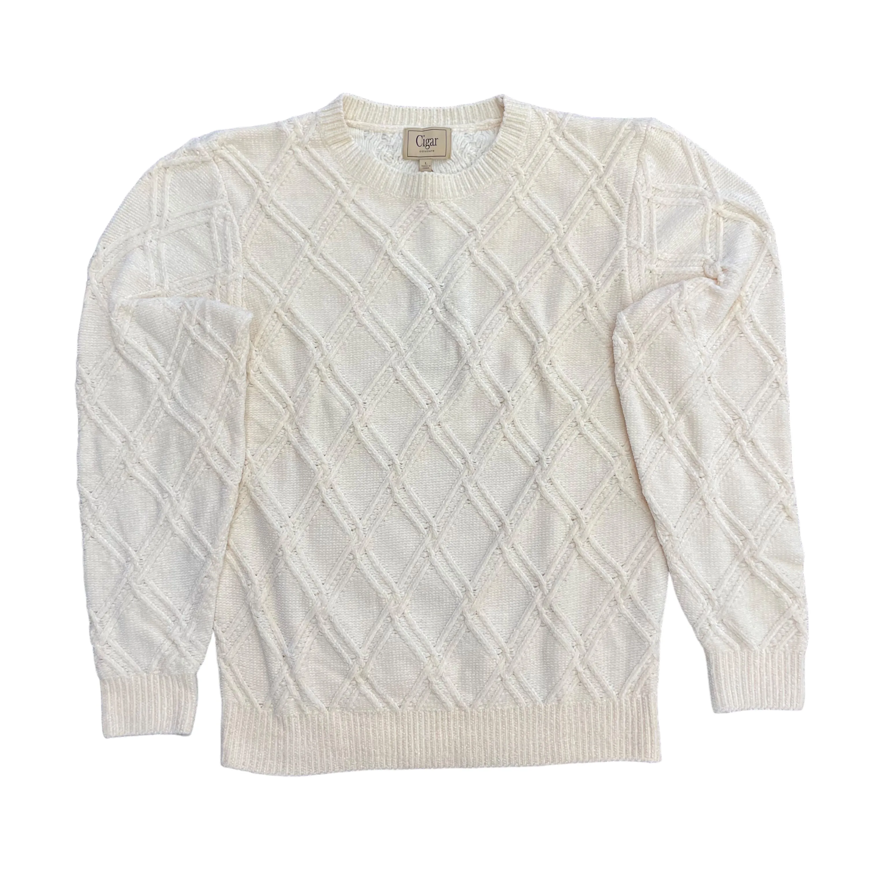 CIGAR COUTURE: Chenille Crew Neck Sweater CH-401