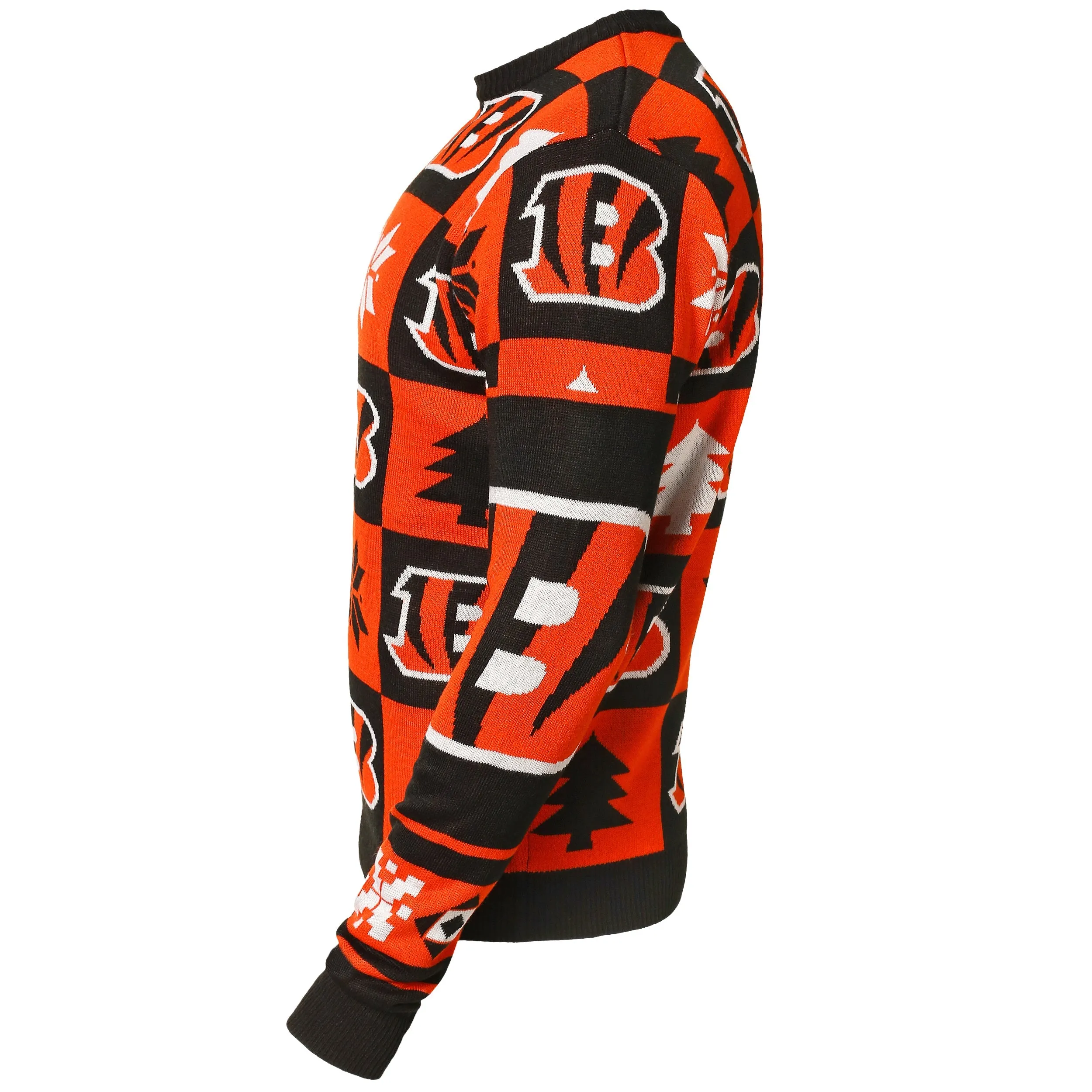 Cincinnati Bengals Forever Collectibles Orange & Black Knit Patches Ugly Sweater