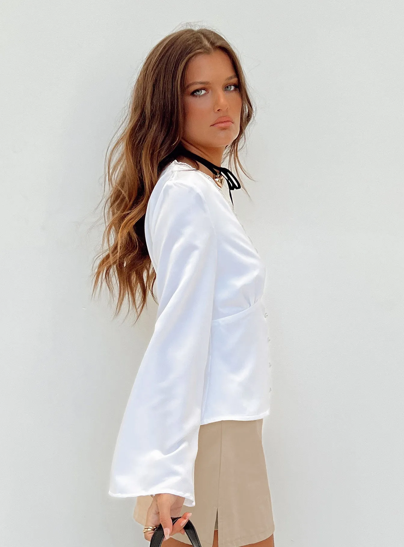 Cisto Long Sleeve Top White