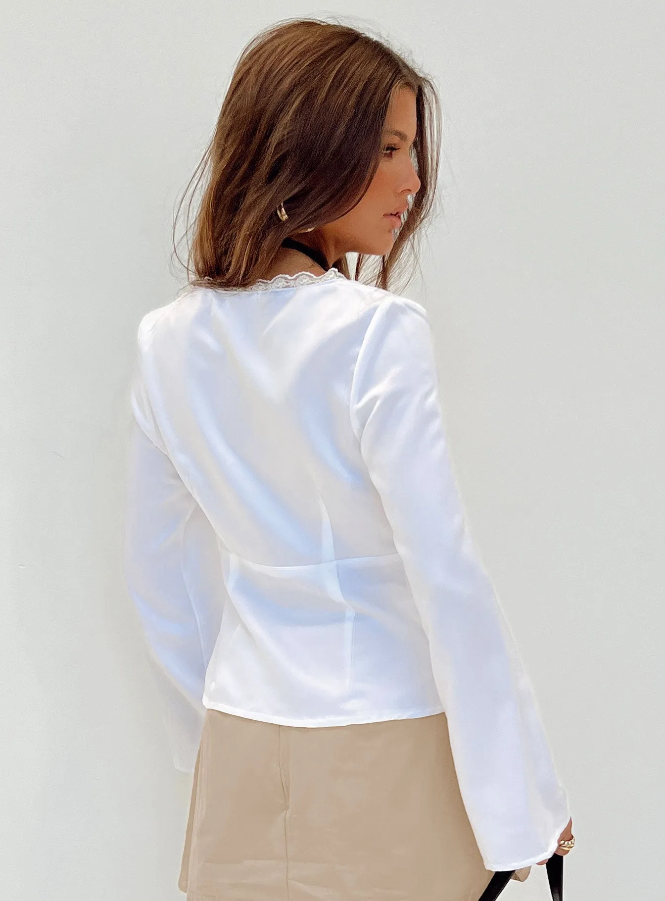 Cisto Long Sleeve Top White