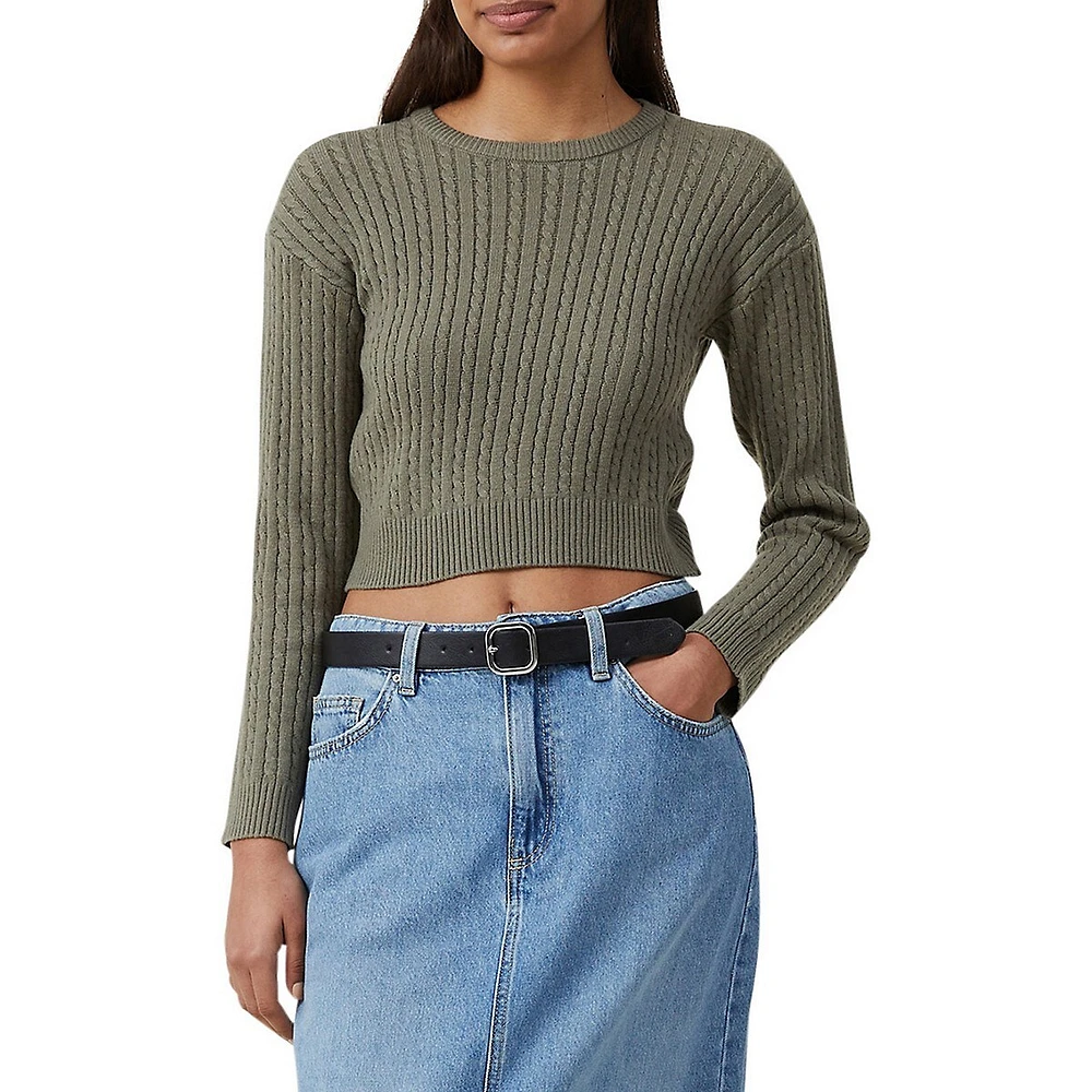 Cotton On Everfine Cropped Micro Cable-Knit Sweater