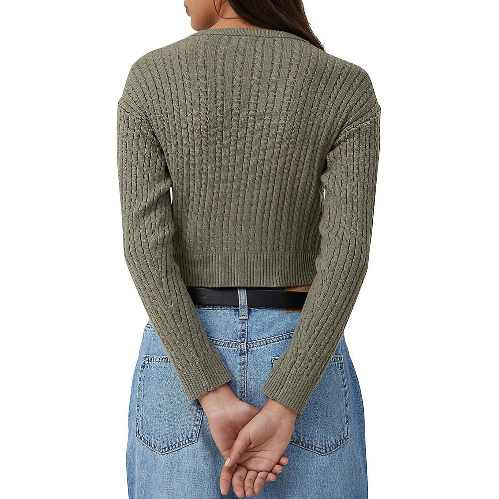 Cotton On Everfine Cropped Micro Cable-Knit Sweater