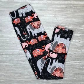 Cute Elephant Print Kids Leggings