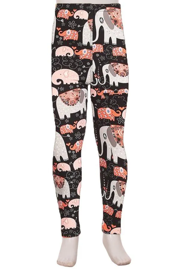 Cute Elephant Print Kids Leggings