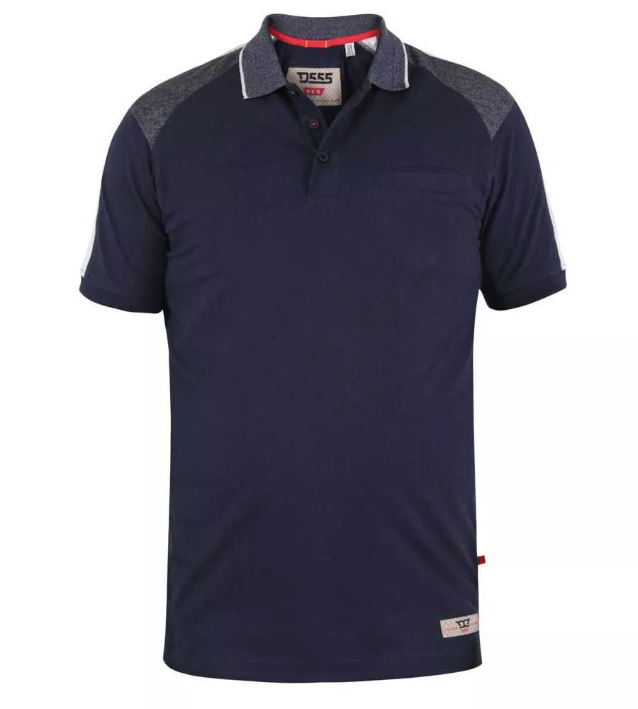 D555 Big Mens Cut and Sew Jersey Polo Shirt With Tipped Collar (BURGATE)