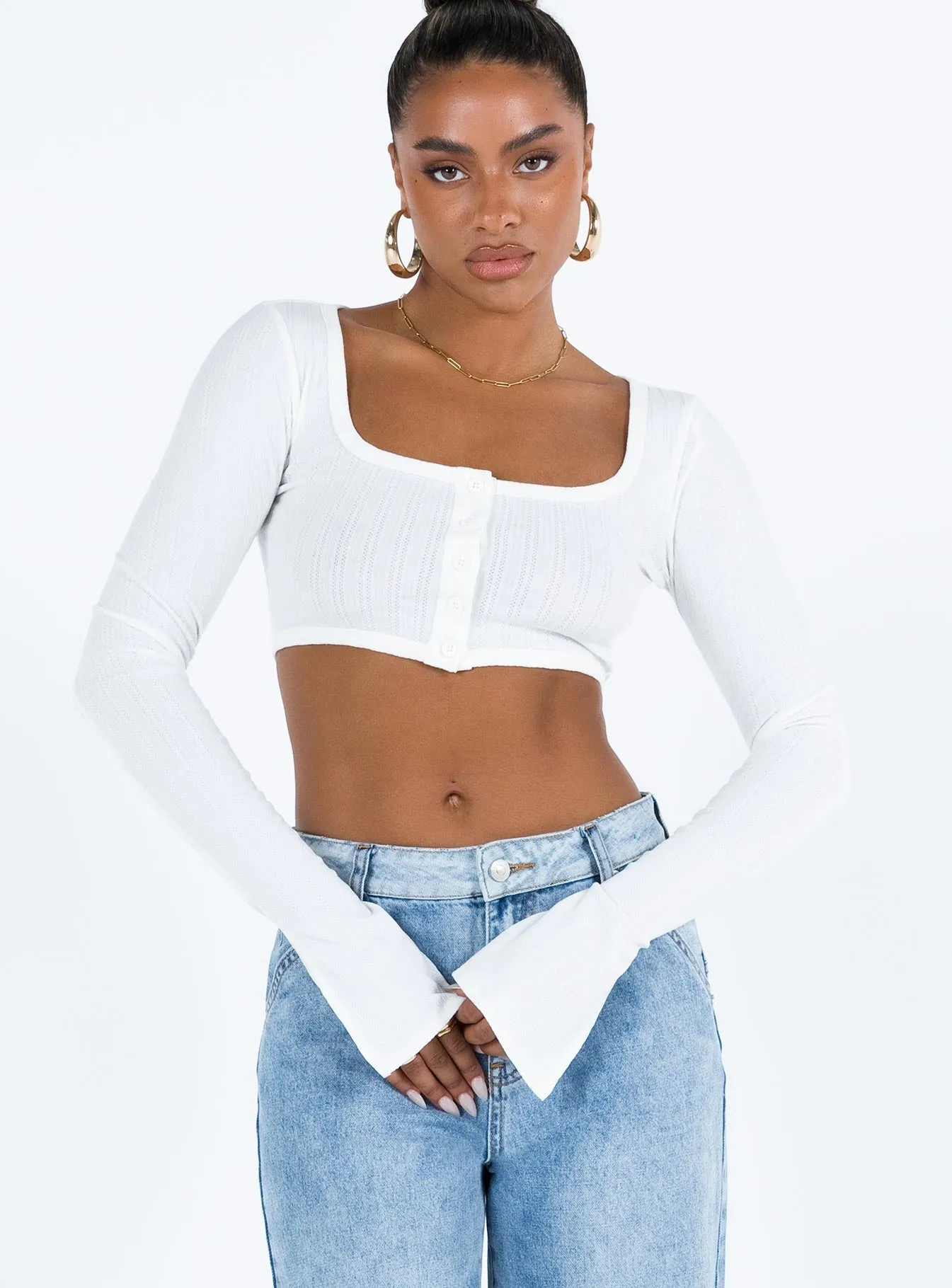 Darley Long Sleeve Top White