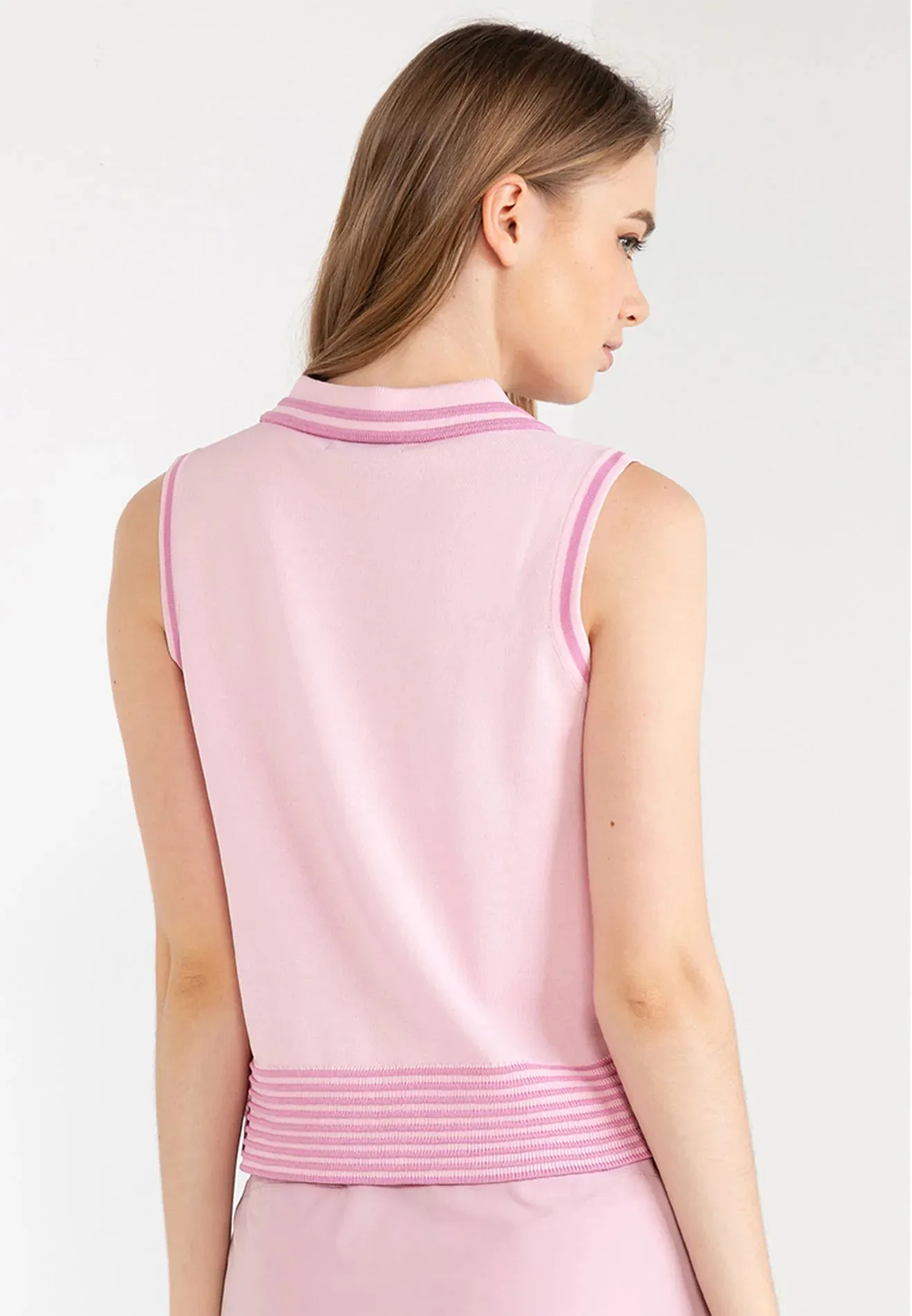 ELLE Active Stripe Details Sleeveless Knit Top