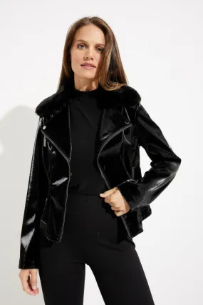 Faux Fur Accent Moto Jacket 233928