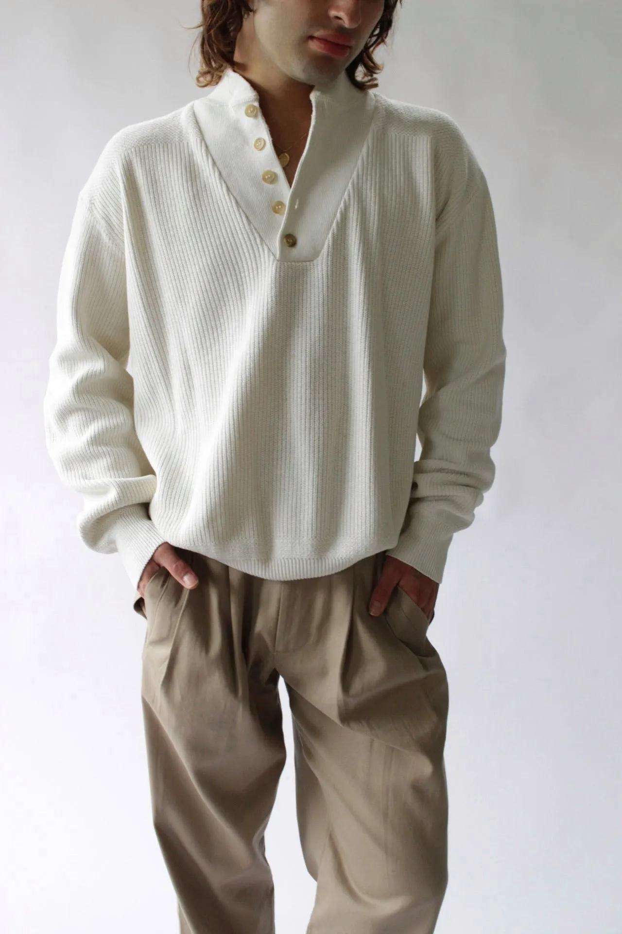 Favorite Vintage Cream Cotton Henley