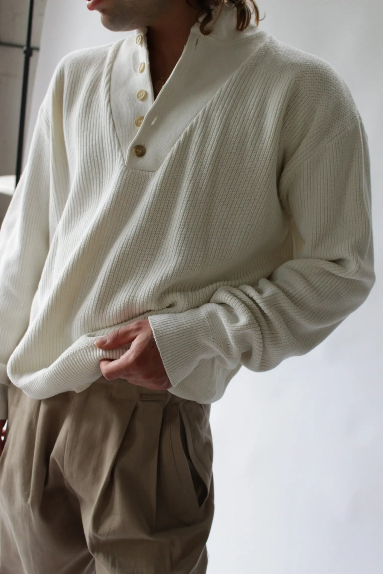 Favorite Vintage Cream Cotton Henley