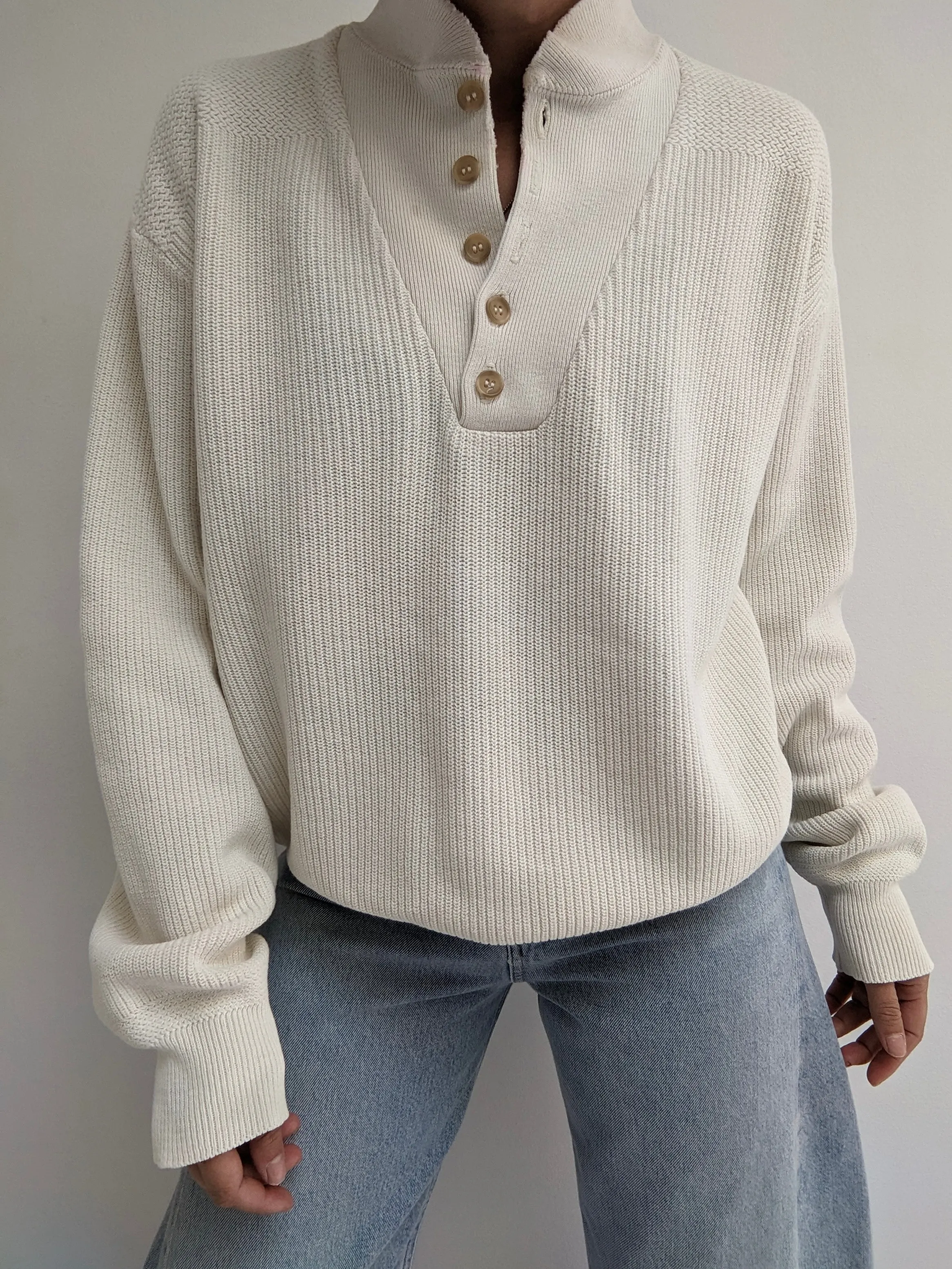 Favorite Vintage Cream Cotton Henley