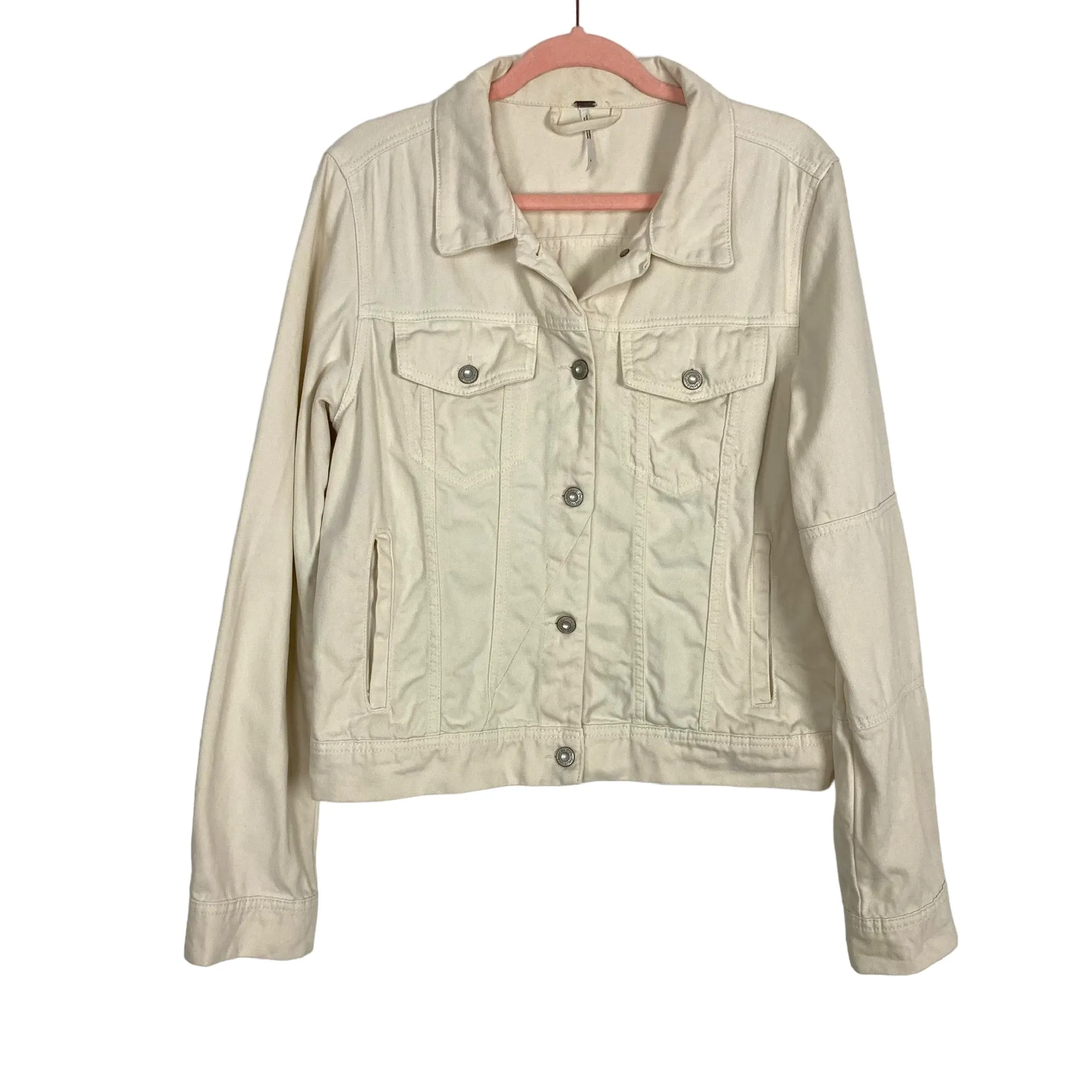 Free People Cream Jean Jacket- Size L (see notes)