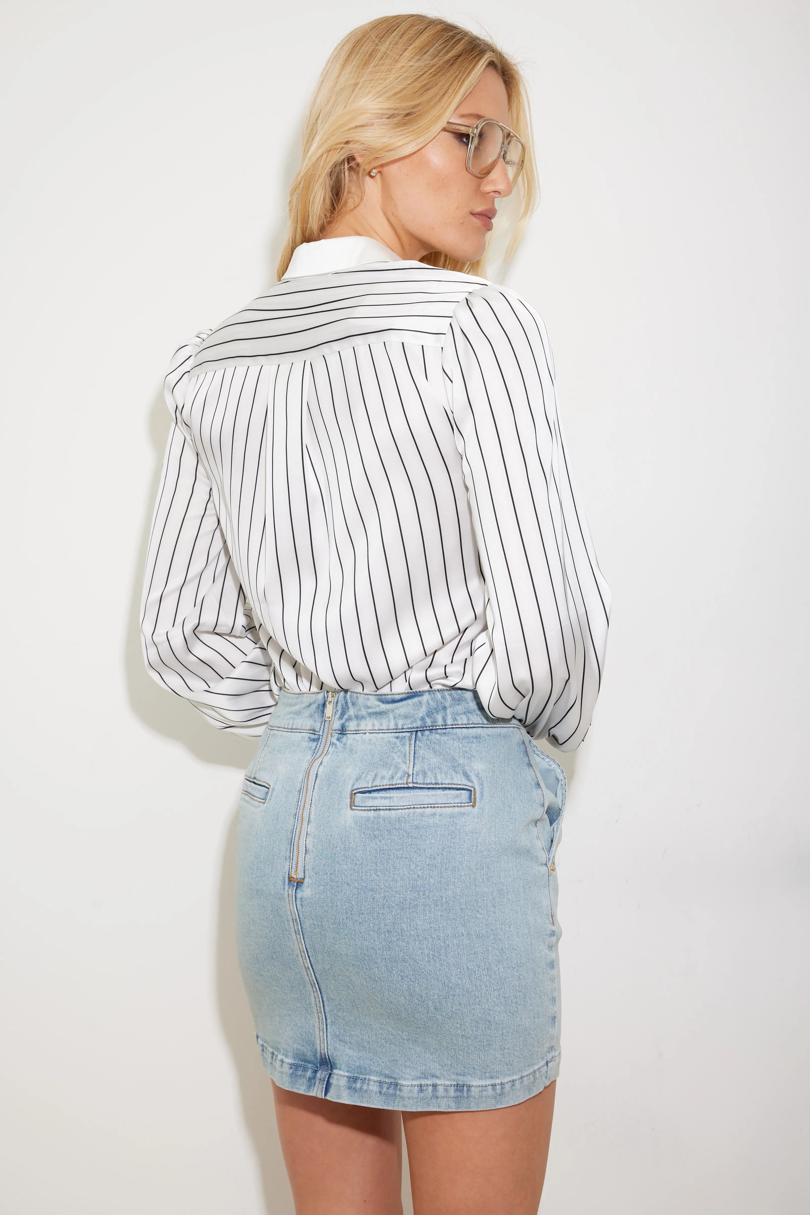 Generation Love - Lennox Pinstripe Blouse - White/Black Pinstripe