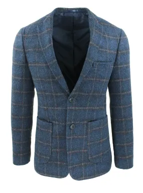 Giacca uomo sartoriale Blu quadri Blazer casual elegante Principe di Galles