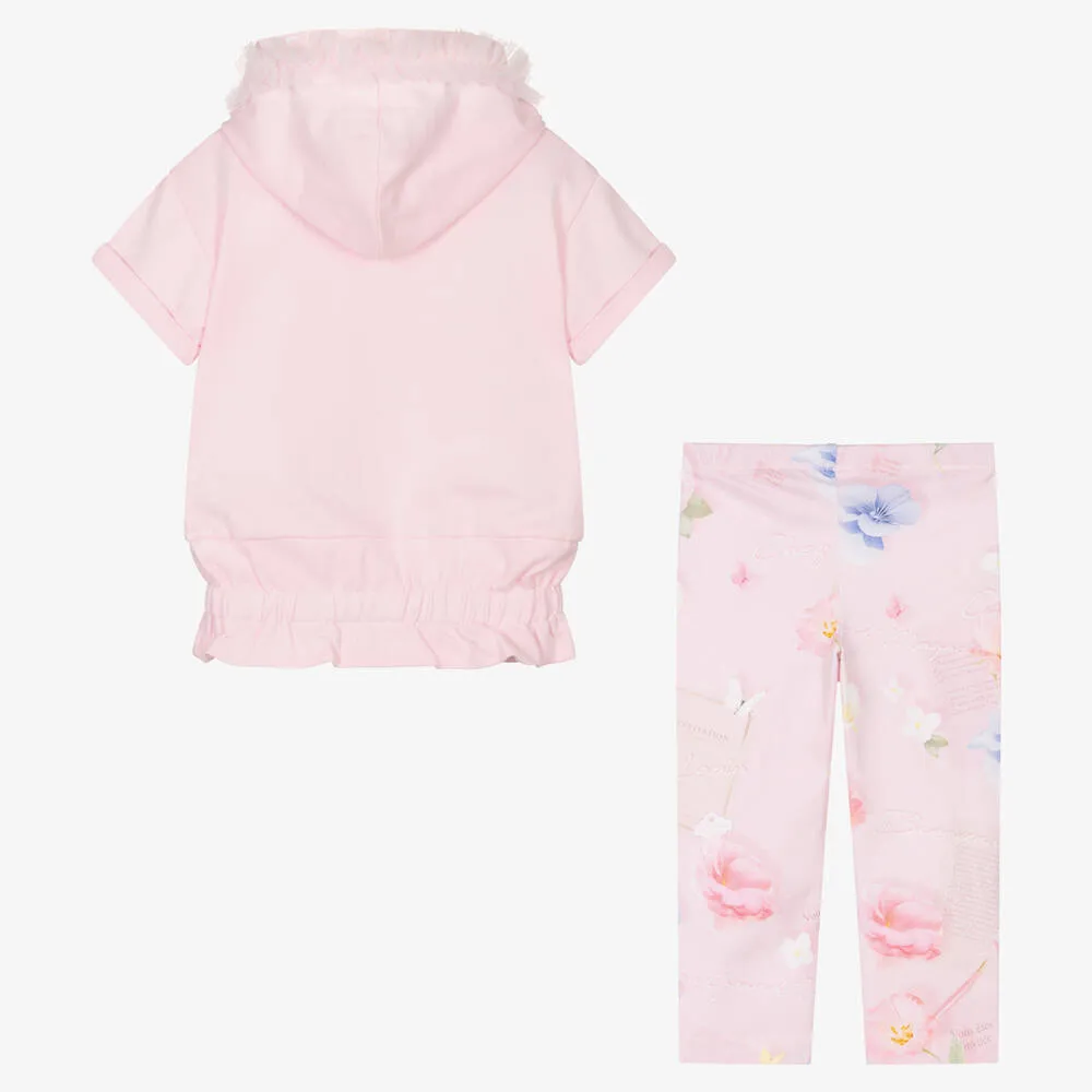 Girls Pink Cotton Leggings Set