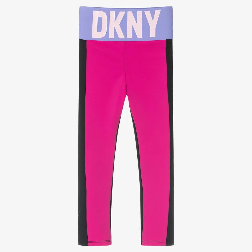 Girls Pink Logo Leggings