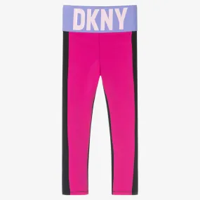 Girls Pink Logo Leggings