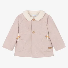 Girls Pink Sherpa Fleece Collar Coat