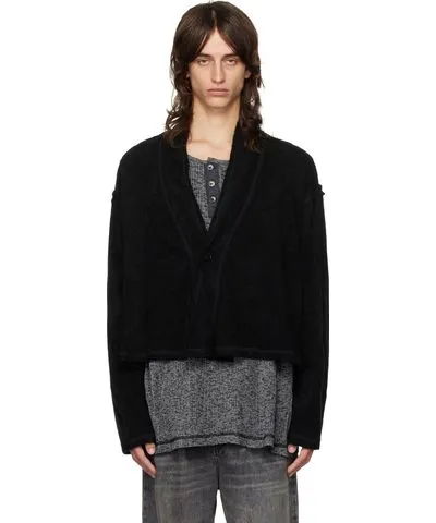 Greg Lauren Black Knit Wool GL1 Cardigan