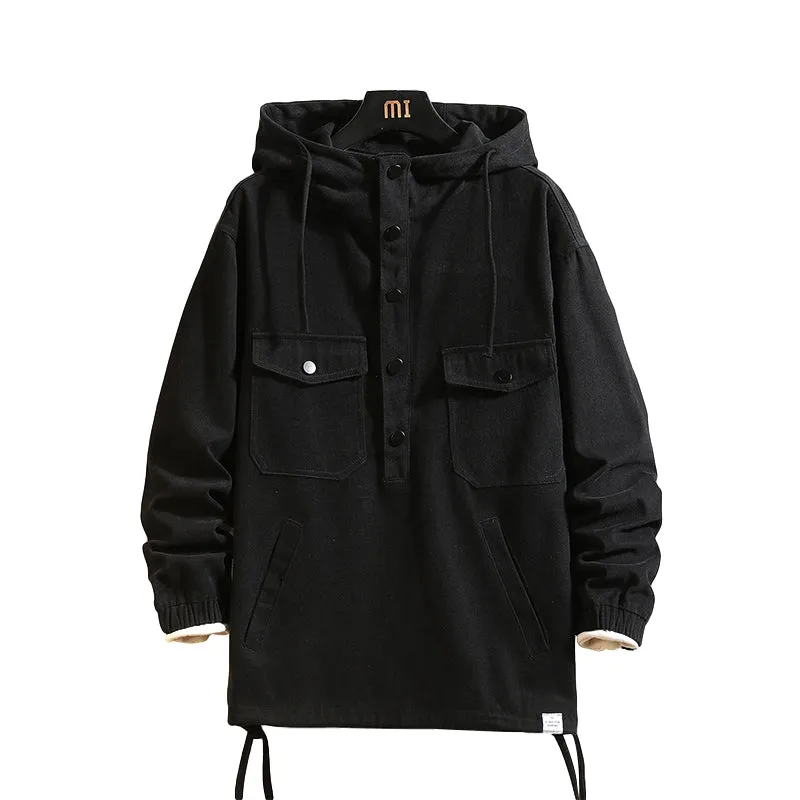 Half-zip Hooded Cargo Jacket