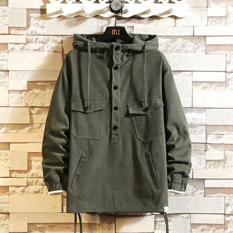 Half-zip Hooded Cargo Jacket