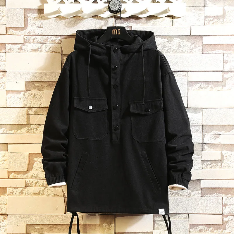 Half-zip Hooded Cargo Jacket