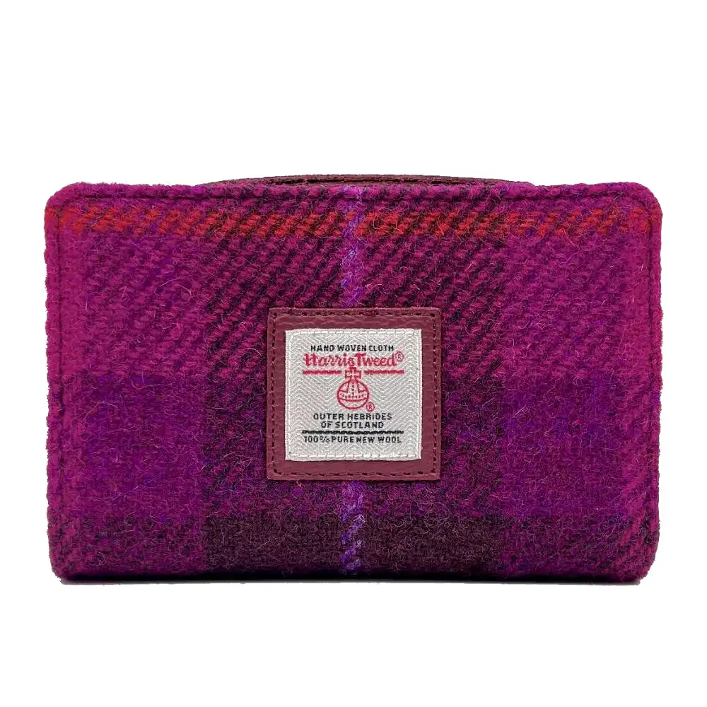 Harris Tweed Zip Purse - Purple Check