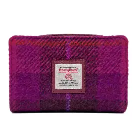 Harris Tweed Zip Purse - Purple Check