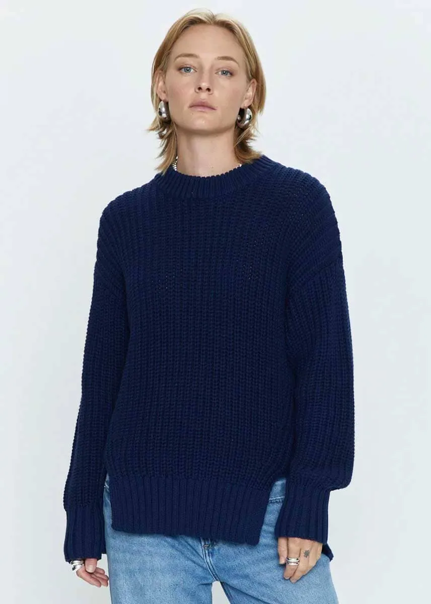 Helene Split Hem Sweater - Navy Sky